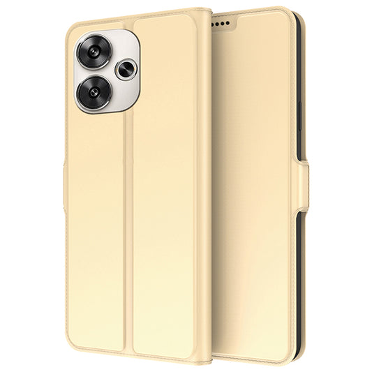 For Xiaomi Redmi Turbo 3 5G Magnetic Case PU+TPU Stand Phone Cover with Card Holder - Gold