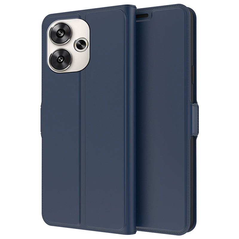 For Xiaomi Redmi Turbo 3 5G Magnetic Case PU+TPU Stand Phone Cover with Card Holder - Blue