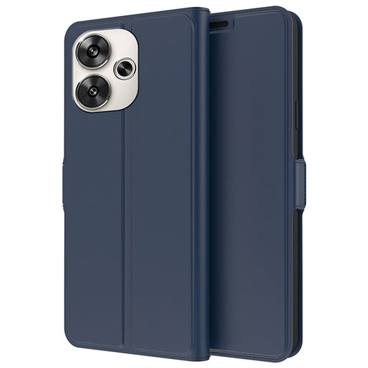 For Xiaomi Redmi Turbo 3 5G Magnetic Case PU+TPU Stand Phone Cover with Card Holder - Blue
