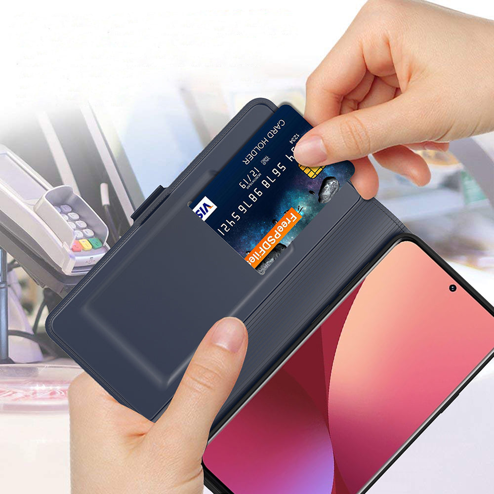 For Xiaomi Redmi Turbo 3 5G Magnetic Case PU+TPU Stand Phone Cover with Card Holder - Blue