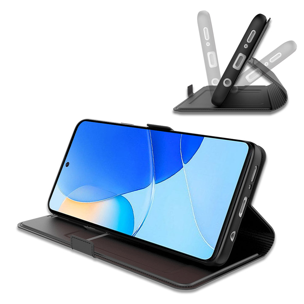 For Huawei Pura 70 Ultra Case Card Holder PU+TPU Stand Phone Cover - Black