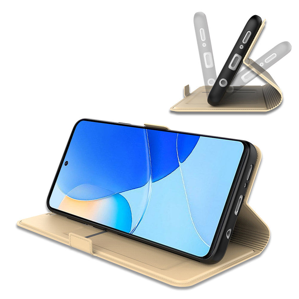For Huawei Pura 70 Ultra Case Card Holder PU+TPU Stand Phone Cover - Gold