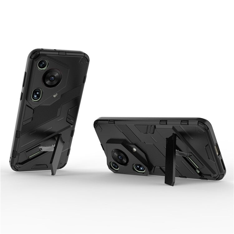 For Huawei Pura 70 Ultra Protective Case Kickstand PC+TPU Phone Cover - Black
