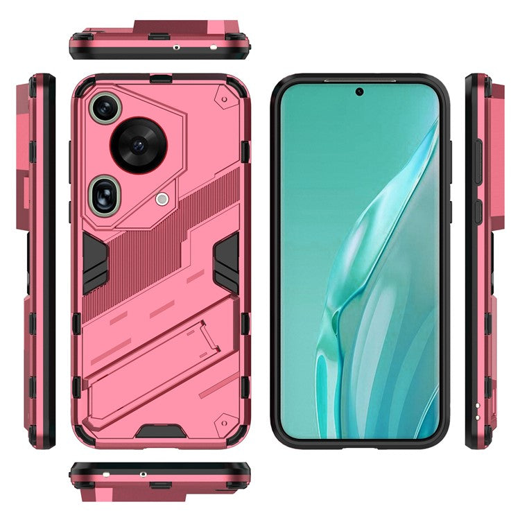 For Huawei Pura 70 Ultra Protective Case Kickstand PC+TPU Phone Cover - Rose