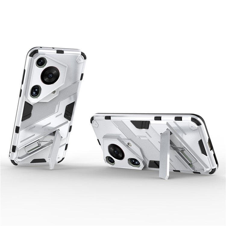 For Huawei Pura 70 Ultra Protective Case Kickstand PC+TPU Phone Cover - White