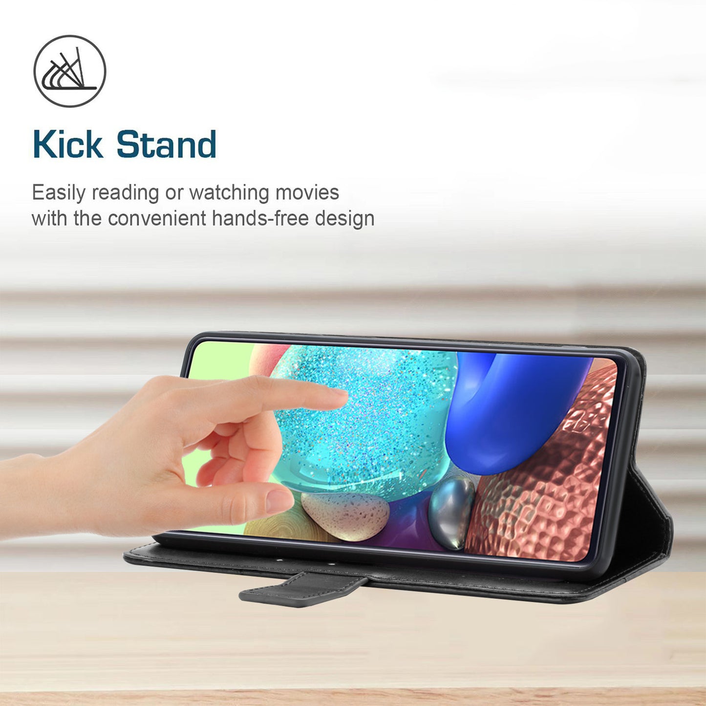 HT01 For Honor 200 Lite Case Stand Wallet Leather Cover Imprinted Design Phone Shell - Black