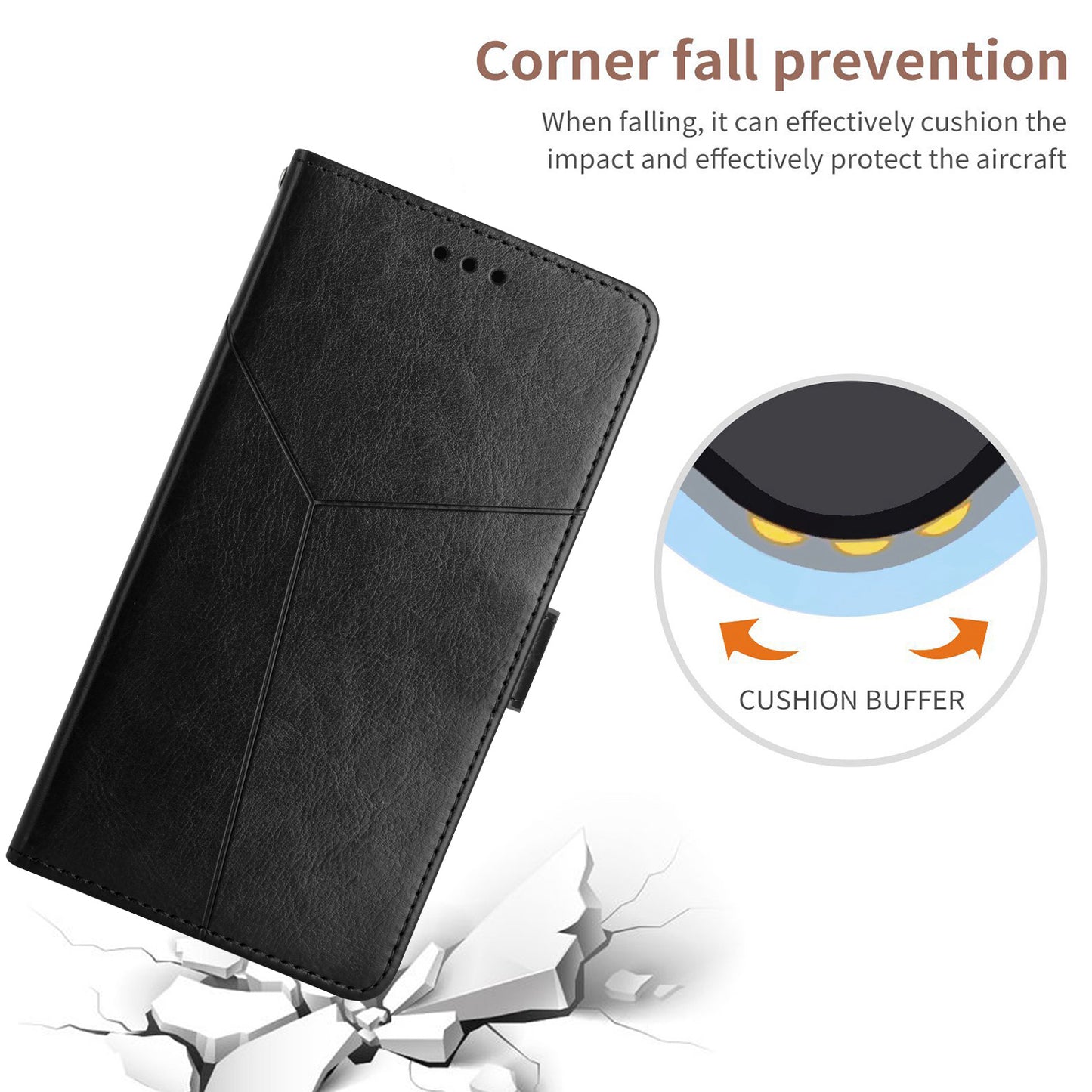 HT01 For Honor 200 Lite Case Stand Wallet Leather Cover Imprinted Design Phone Shell - Black