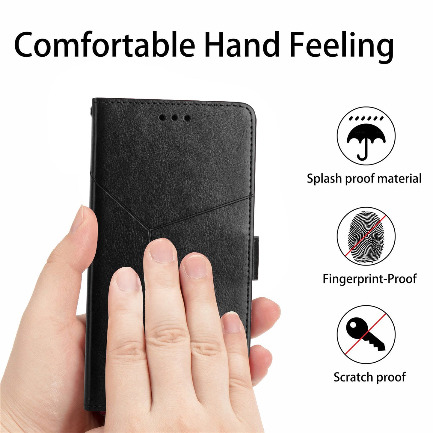 HT01 For Honor 200 Lite Case Stand Wallet Leather Cover Imprinted Design Phone Shell - Black