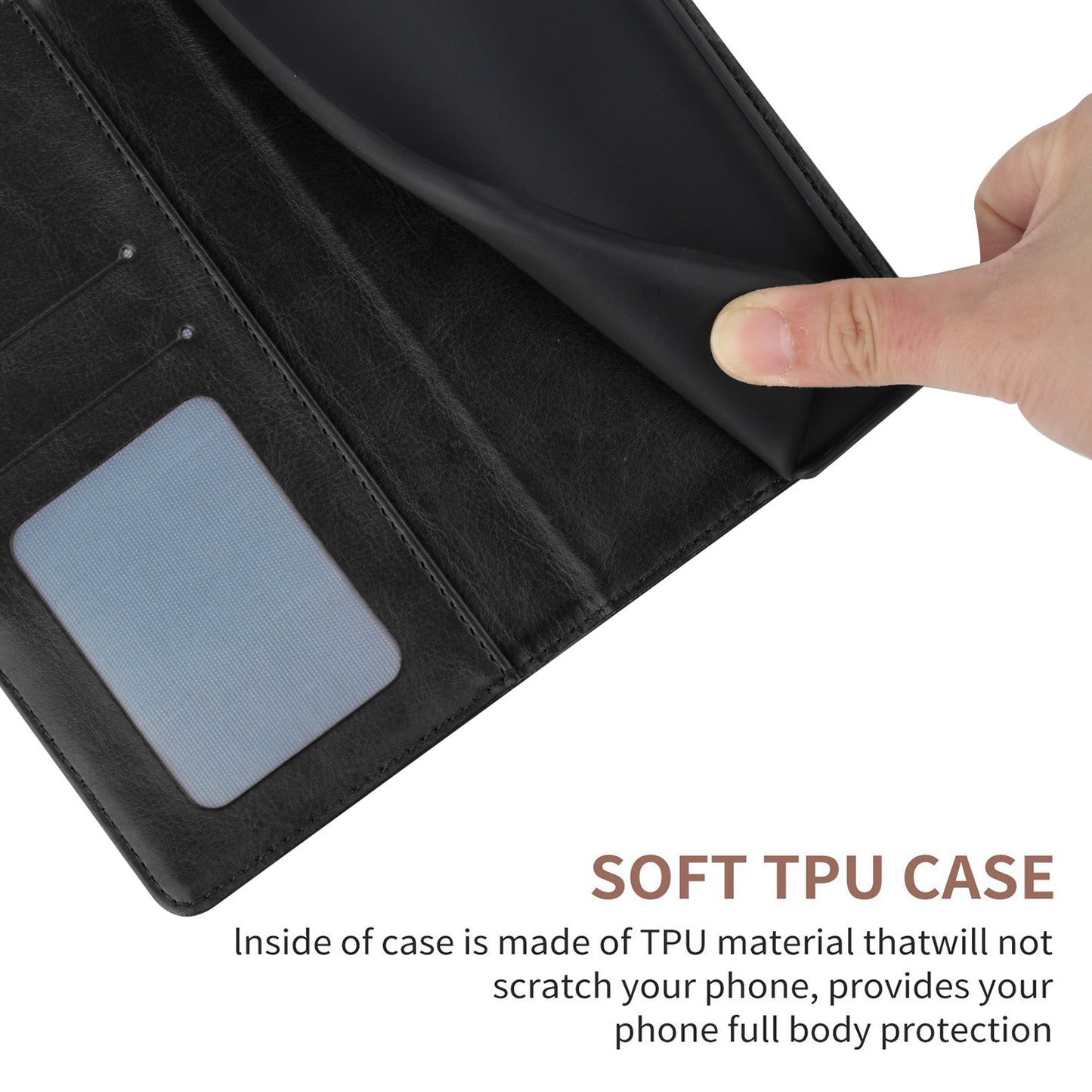HT01 For Honor 200 Lite Case Stand Wallet Leather Cover Imprinted Design Phone Shell - Black
