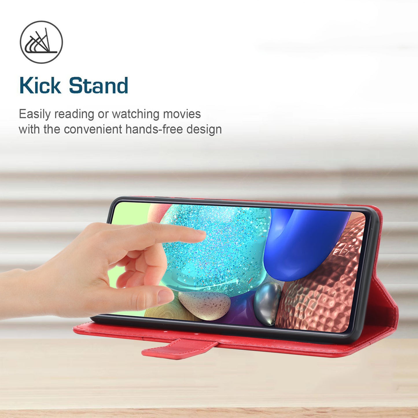 HT01 For Honor 200 Lite Case Stand Wallet Leather Cover Imprinted Design Phone Shell - Red