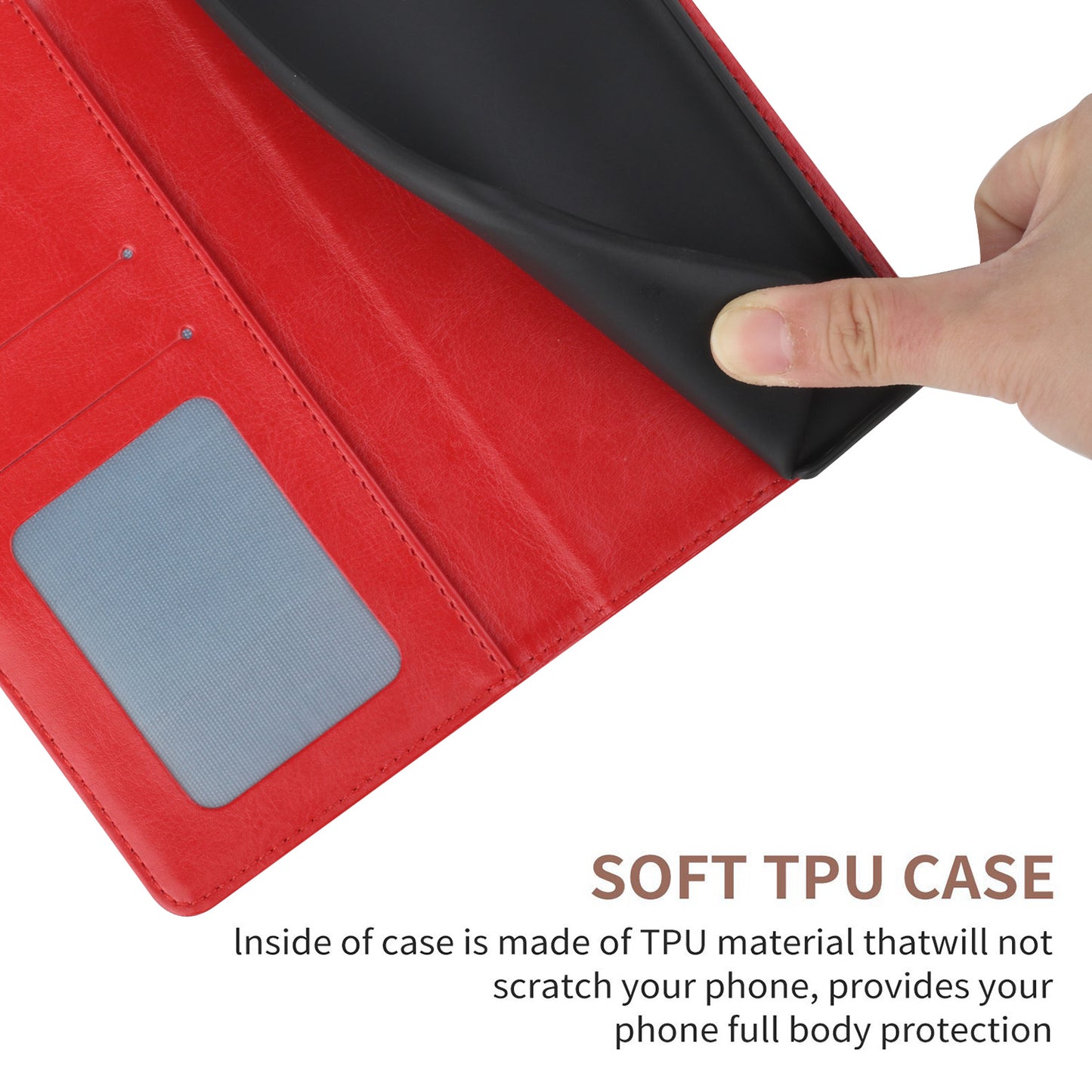HT01 For Honor 200 Lite Case Stand Wallet Leather Cover Imprinted Design Phone Shell - Red