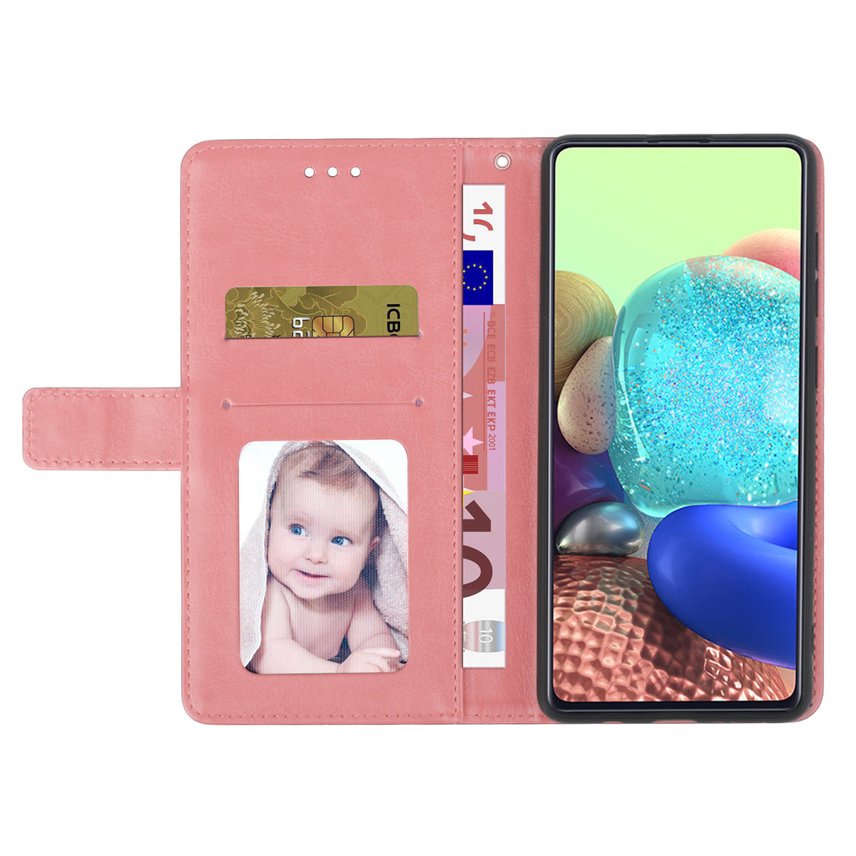 HT01 For Honor 200 Lite Case Stand Wallet Leather Cover Imprinted Design Phone Shell - Pink