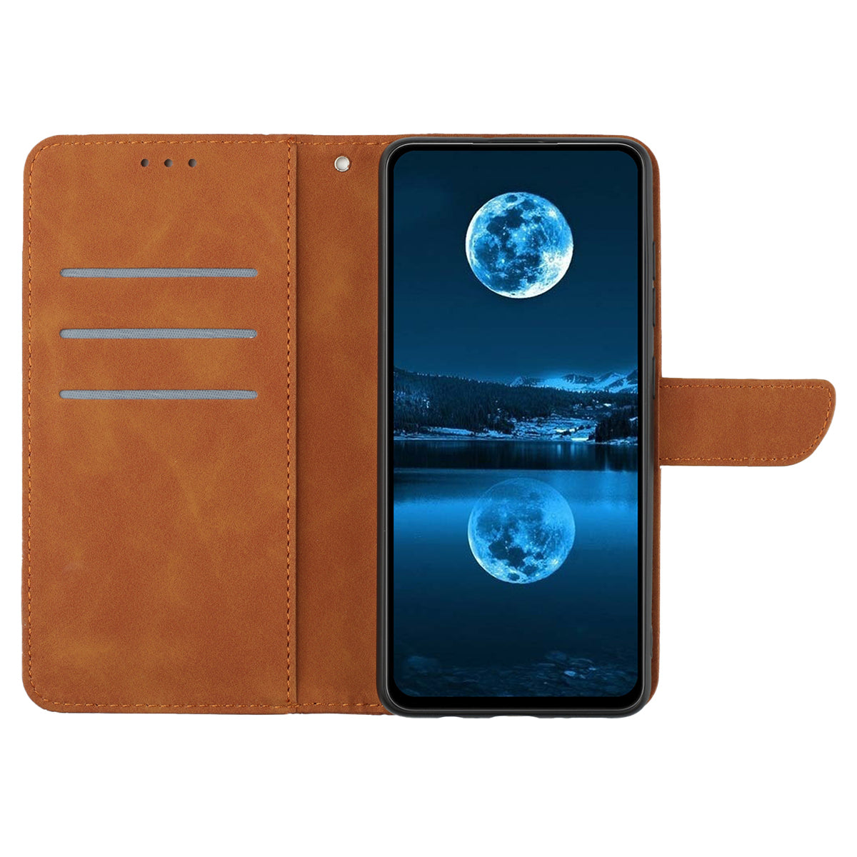 HT05 For Honor 200 Lite Case Lines Imprinted Leather Flip Magnetic Phone Cover - Brown