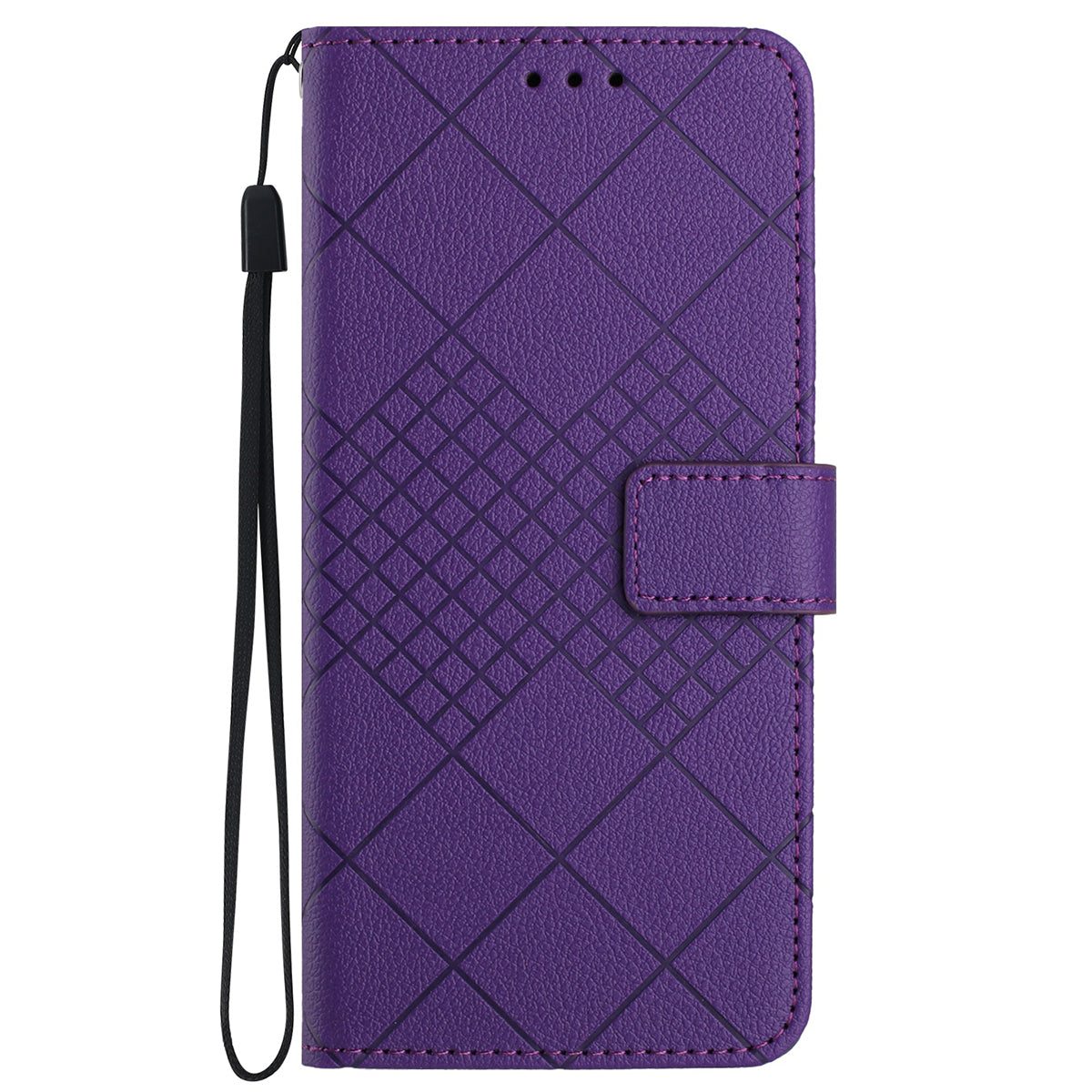 HT06 For Honor 200 Lite Magnetic Phone Case Rhombus Pattern Leather Stand Cover - Dark Purple