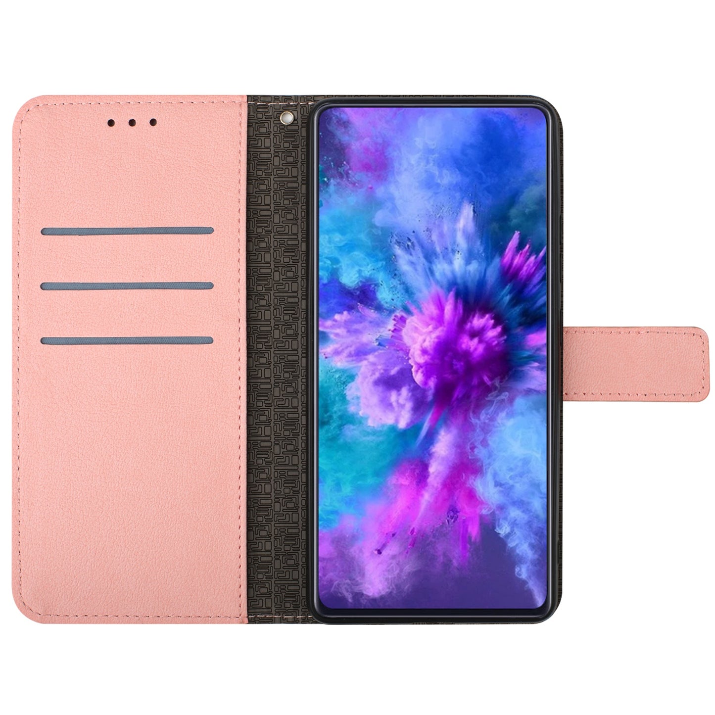 HT06 For Honor 200 Lite Magnetic Phone Case Rhombus Pattern Leather Stand Cover - Pink