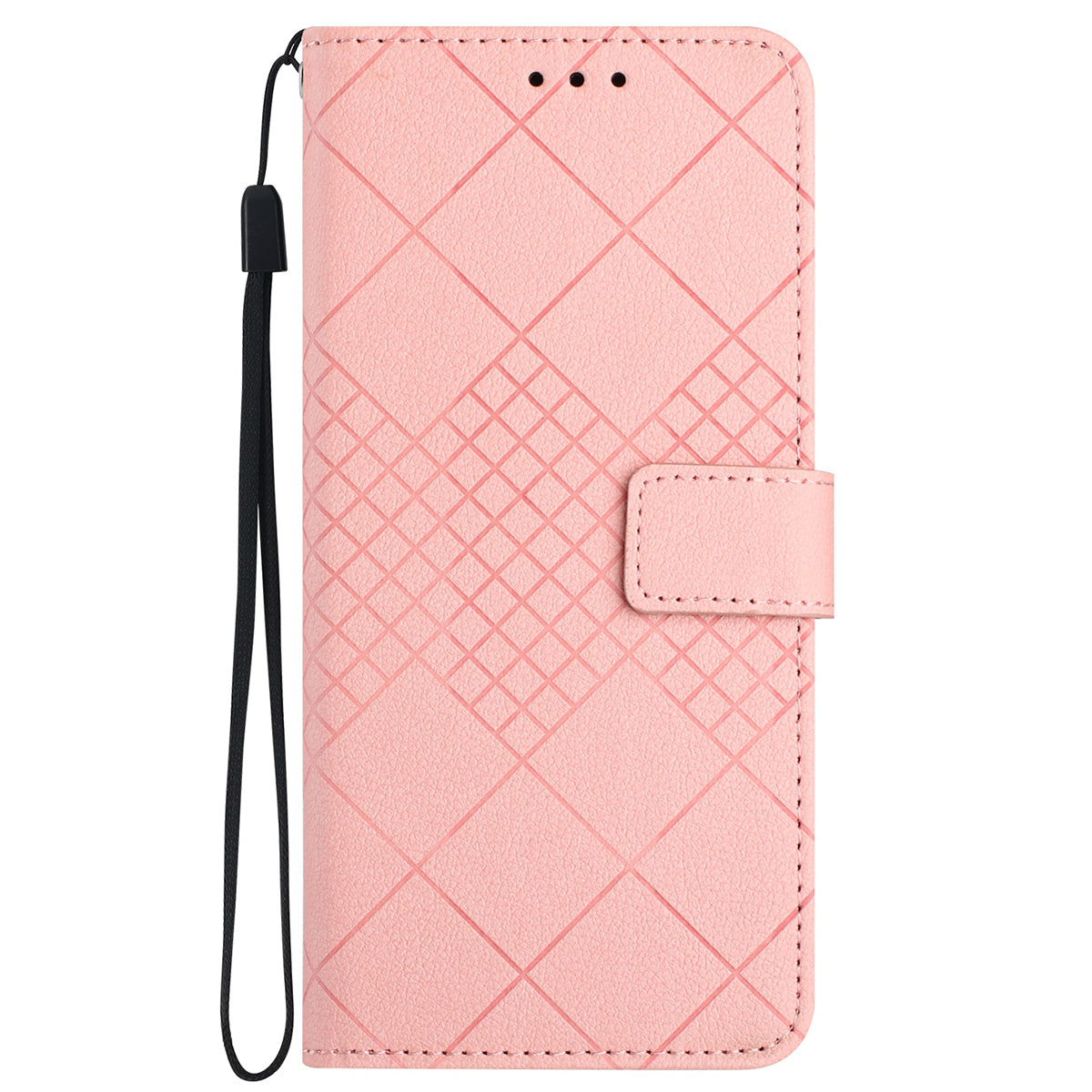 HT06 For Honor 200 Lite Magnetic Phone Case Rhombus Pattern Leather Stand Cover - Pink