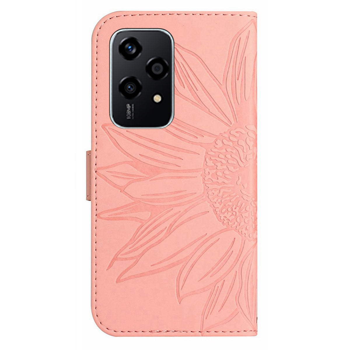 HT04 For Honor 200 Lite Case PU Leather Cell Phone Cover with Hand Strap Imprinted Sunflower Printed - Light Pink