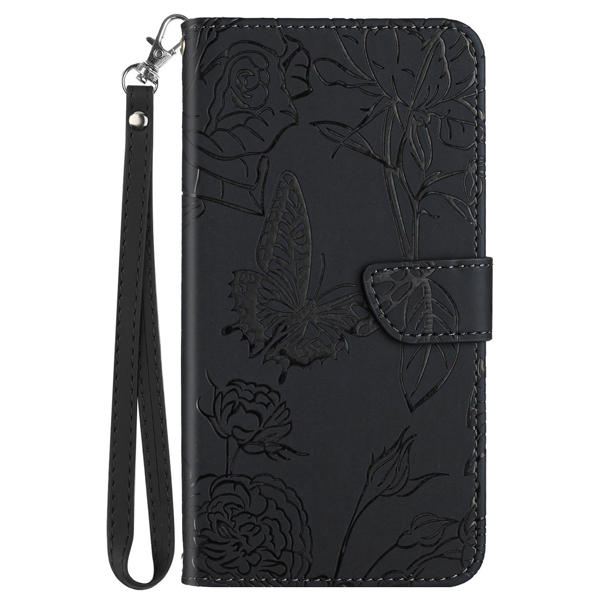 HT03 For Honor 200 Lite Leather Case Imprinted Full Protection Phone Wallet Cover with Strap - Black