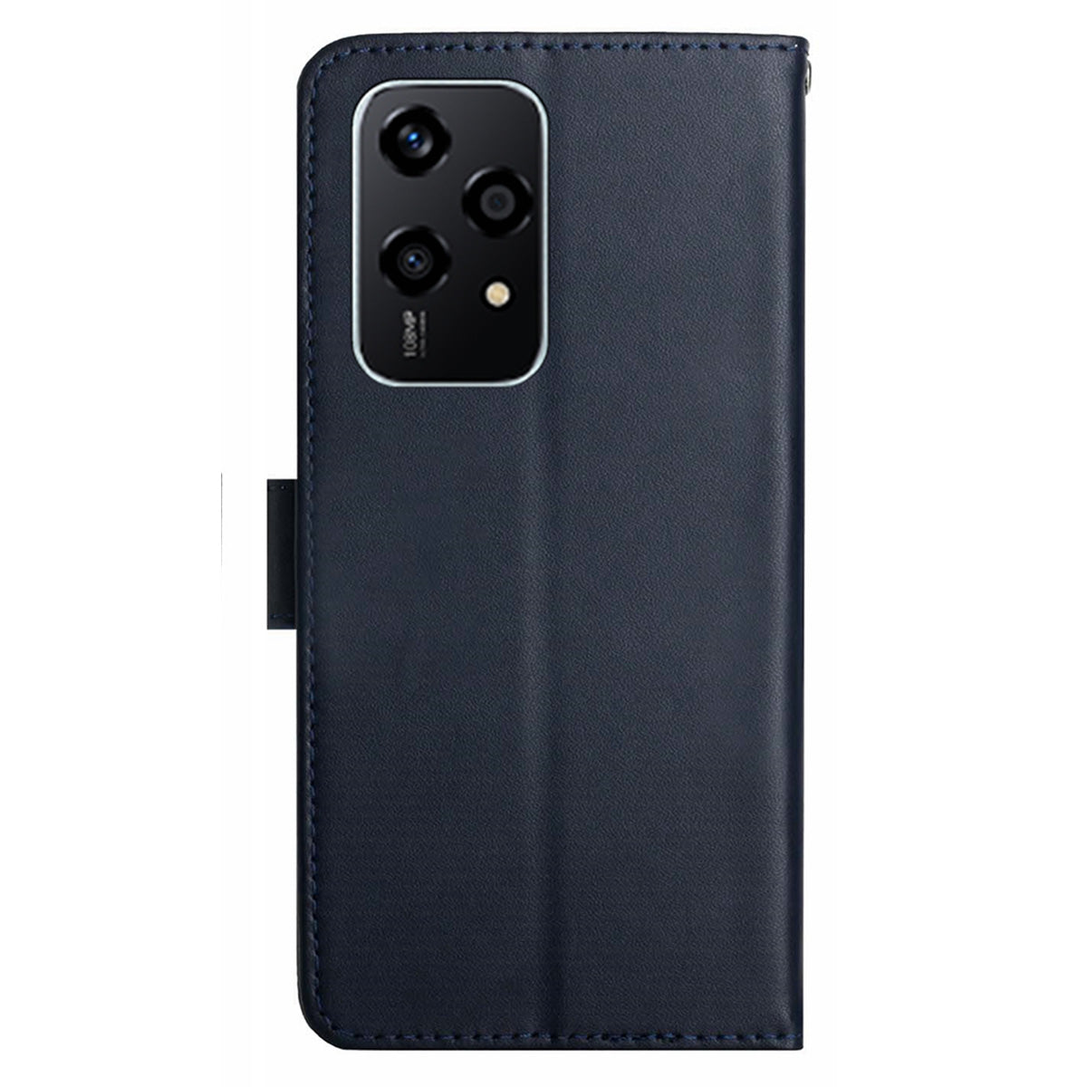 HT02 For Honor 200 Lite Case Genuine Cow Leather Phone Shell Nappa Texture Stand Cover - Blue