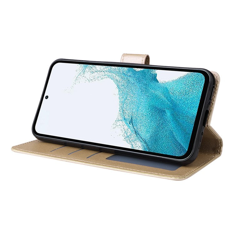 For Samsung Galaxy A54 5G Case PU Leather Stand Folio Wallet Phone Cover - Gold