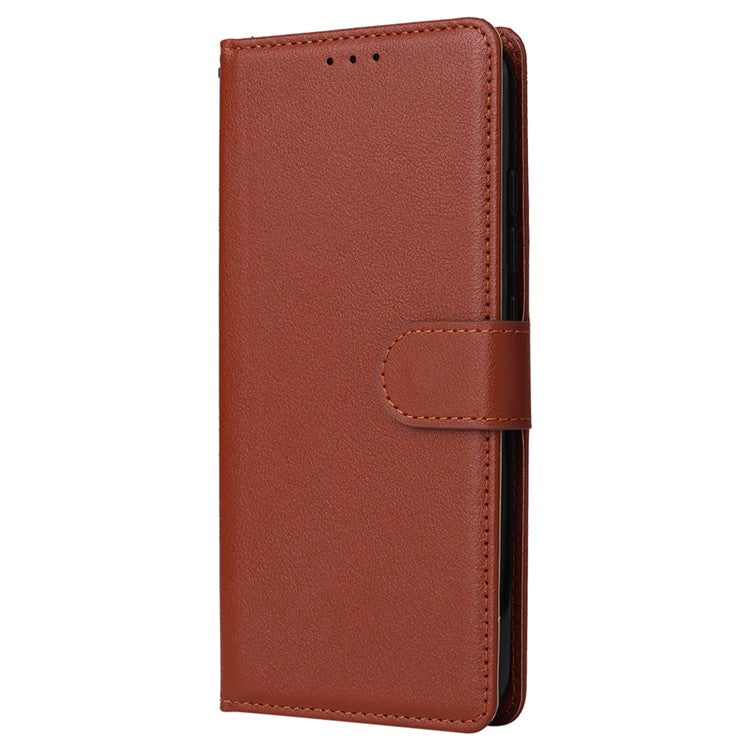 For Samsung Galaxy A24 4G (162.1 x 77.6 x 8.3mm) Case PU Leather Folio Stand View Phone Cover - Brown