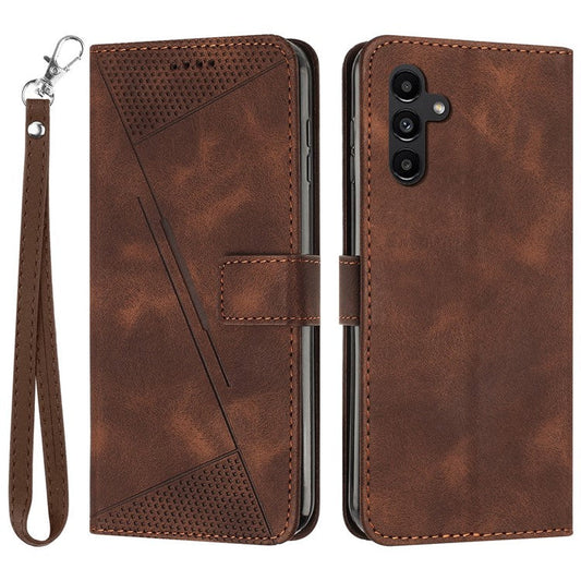 For Samsung Galaxy M15 5G / F15 5G Wholesale Phone Case Triangle Imprinted PU Leather Wallet Cover - Brown