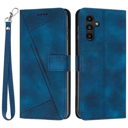 For Samsung Galaxy M15 5G / F15 5G Wholesale Phone Case Triangle Imprinted PU Leather Wallet Cover - Sapphire