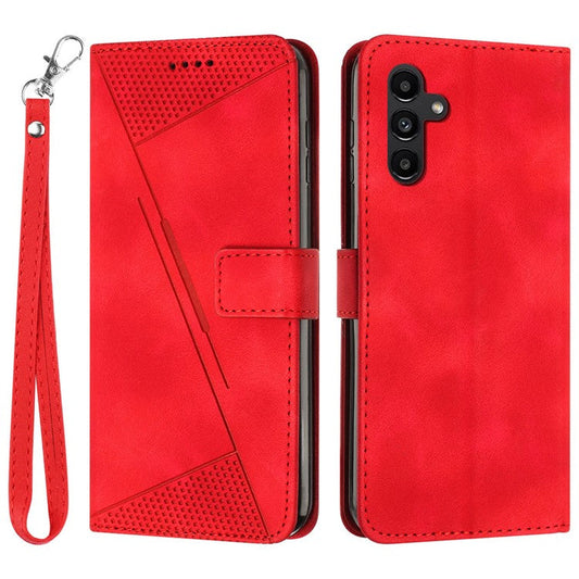 For Samsung Galaxy M15 5G / F15 5G Wholesale Phone Case Triangle Imprinted PU Leather Wallet Cover - Red