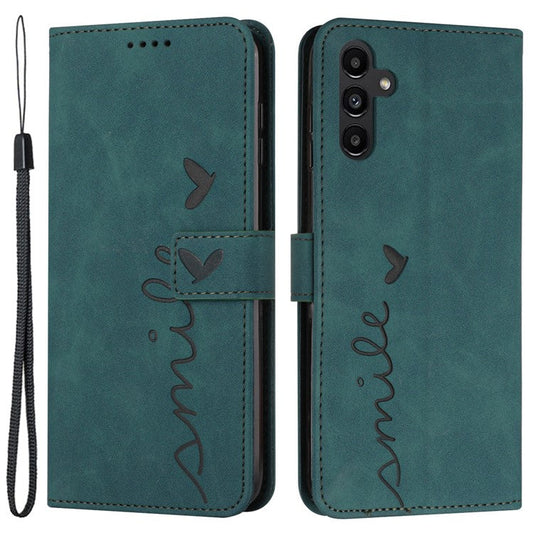 For Samsung Galaxy M15 5G / F15 5G PU Leather Phone Case Magnetic Phone Cover with Imprinted Design - Green