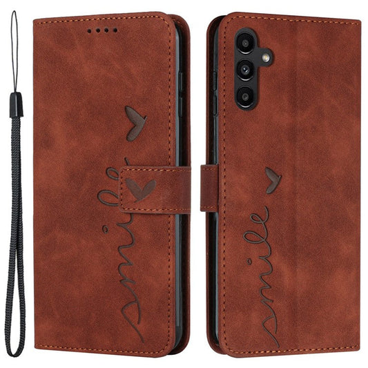 For Samsung Galaxy M15 5G / F15 5G PU Leather Phone Case Magnetic Phone Cover with Imprinted Design - Brown