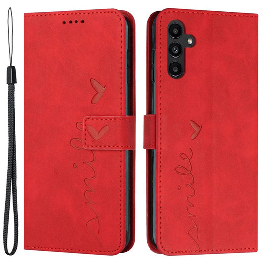 For Samsung Galaxy M15 5G / F15 5G PU Leather Phone Case Magnetic Phone Cover with Imprinted Design - Red