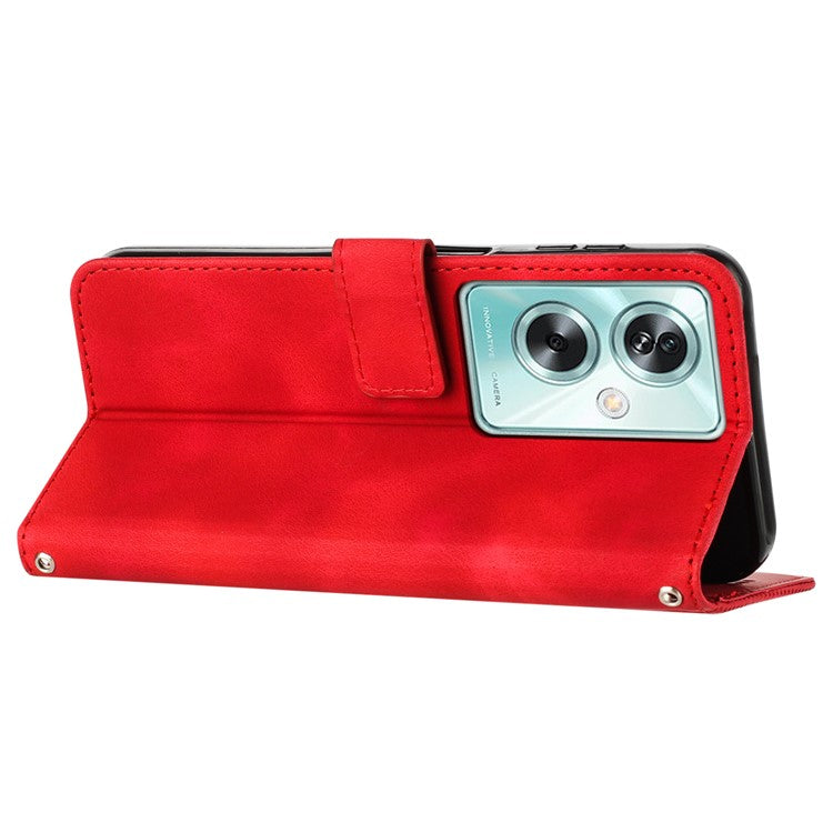 For OnePlus Nord N30 SE 5G / Oppo A79 5G / A2 5G Wallet Phone Stand Cover Anti-Scratch Phone Shell Case - Red