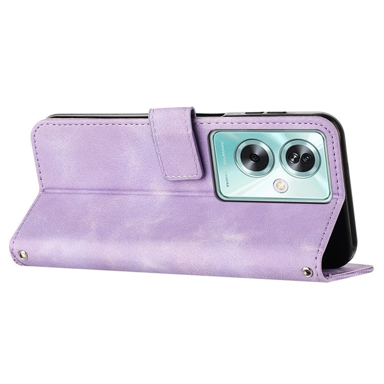 For OnePlus Nord N30 SE 5G / Oppo A79 5G / A2 5G Wallet Phone Stand Cover Anti-Scratch Phone Shell Case - Purple