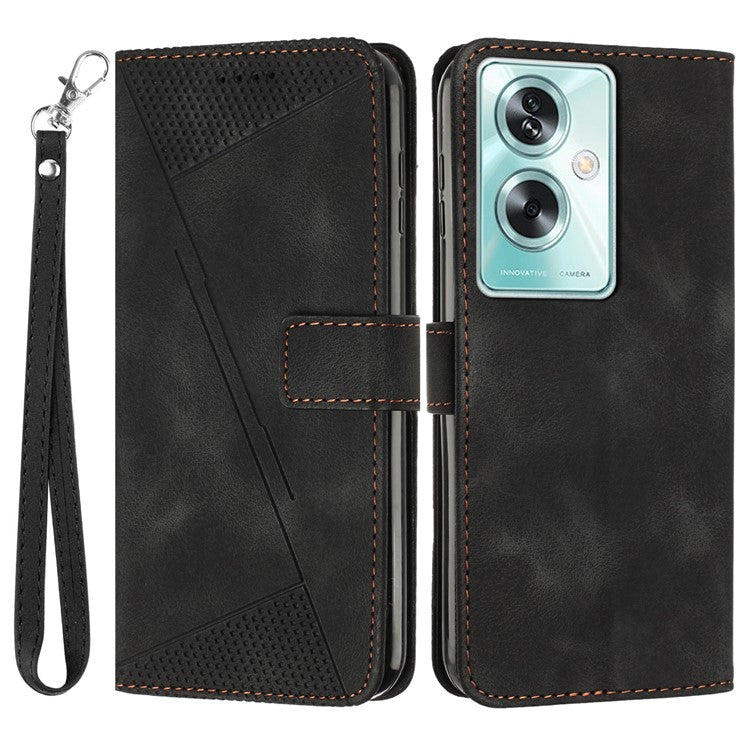 For OnePlus Nord N30 SE 5G / Oppo A79 5G / A2 5G Wallet Phone Stand Cover Anti-Scratch Phone Shell Case - Black