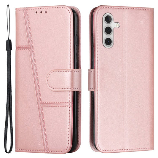 For Samsung Galaxy M15 5G / F15 5G Anti-Scratch PU Leather Phone Case Stand Cell Phone Cover - Rose Gold