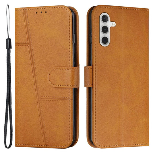 For Samsung Galaxy M15 5G / F15 5G Anti-Scratch PU Leather Phone Case Stand Cell Phone Cover - Yellow