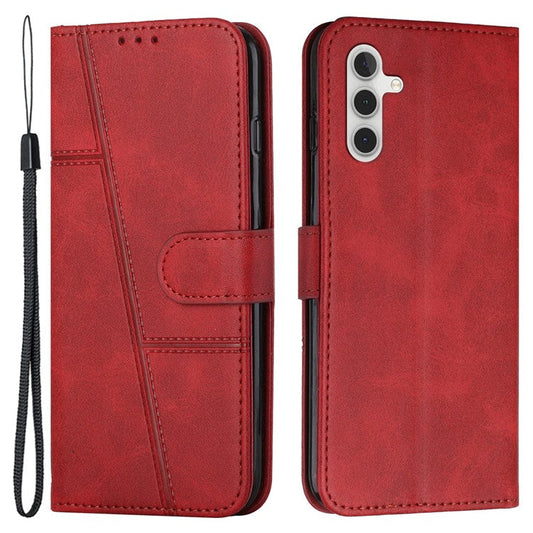 For Samsung Galaxy M15 5G / F15 5G Anti-Scratch PU Leather Phone Case Stand Cell Phone Cover - Red