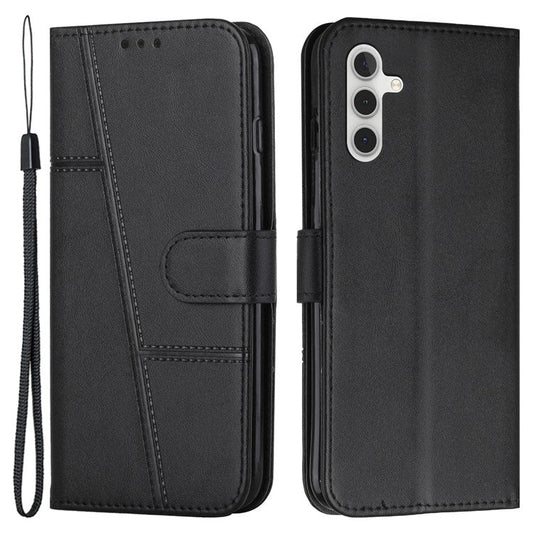 For Samsung Galaxy M15 5G / F15 5G Anti-Scratch PU Leather Phone Case Stand Cell Phone Cover - Black