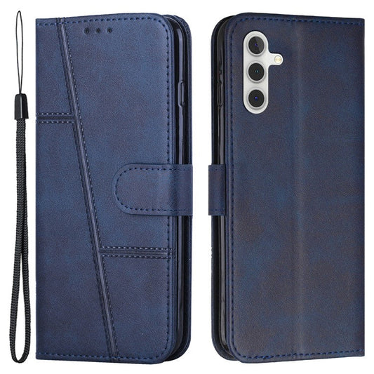 For Samsung Galaxy M15 5G / F15 5G Anti-Scratch PU Leather Phone Case Stand Cell Phone Cover - Sapphire