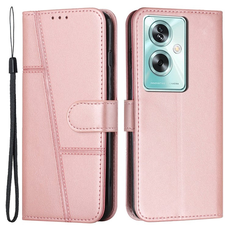 For Oppo A79 5G / A2 5G / OnePlus Nord N30 SE 5G Cover PU Leather Full Wrapped Phone Shell Stand Design - Rose Gold