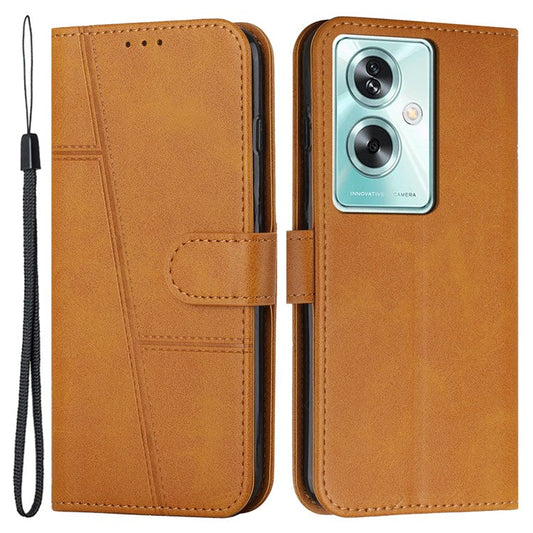 For Oppo A79 5G / A2 5G / OnePlus Nord N30 SE 5G Cover PU Leather Full Wrapped Phone Shell Stand Design - Yellow