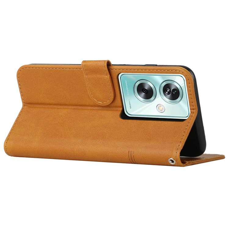 For Oppo A79 5G / A2 5G / OnePlus Nord N30 SE 5G Cover PU Leather Full Wrapped Phone Shell Stand Design - Yellow