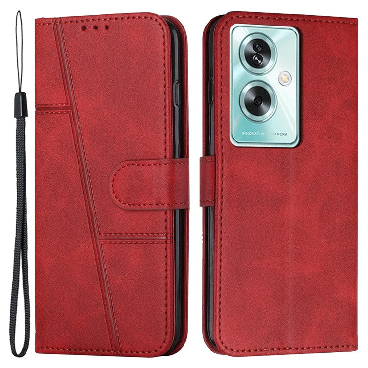 For Oppo A79 5G / A2 5G / OnePlus Nord N30 SE 5G Cover PU Leather Full Wrapped Phone Shell Stand Design - Red