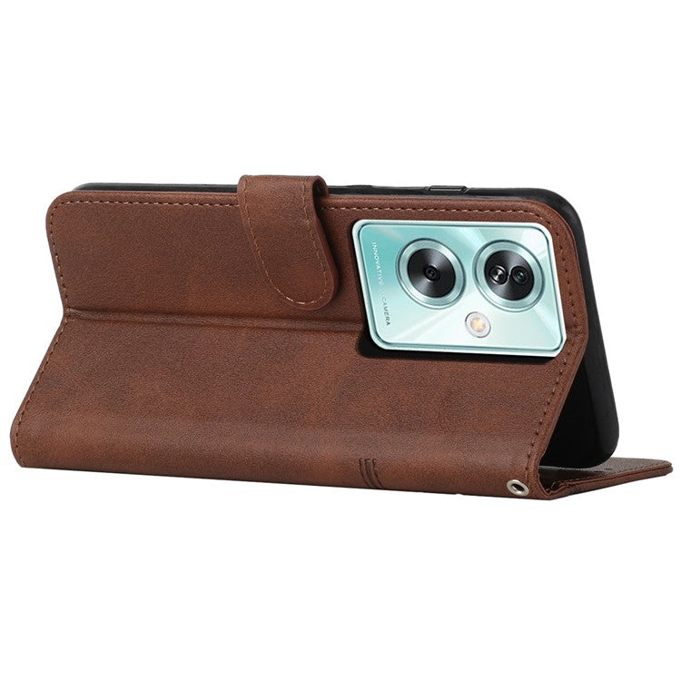 For Oppo A79 5G / A2 5G / OnePlus Nord N30 SE 5G Cover PU Leather Full Wrapped Phone Shell Stand Design - Brown