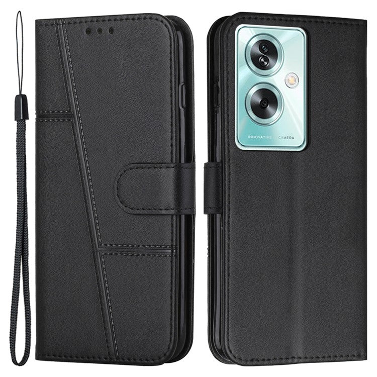 For Oppo A79 5G / A2 5G / OnePlus Nord N30 SE 5G Cover PU Leather Full Wrapped Phone Shell Stand Design - Black