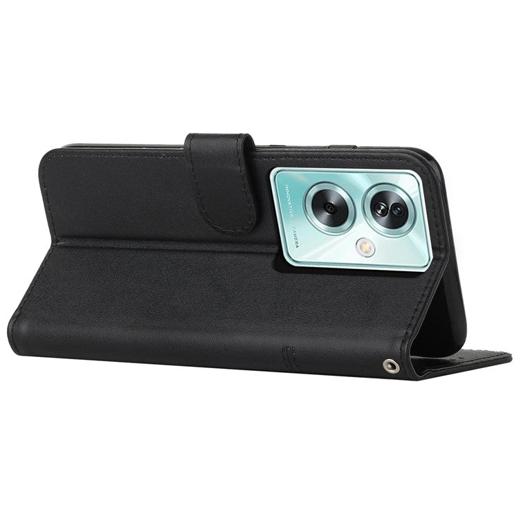 For Oppo A79 5G / A2 5G / OnePlus Nord N30 SE 5G Cover PU Leather Full Wrapped Phone Shell Stand Design - Black