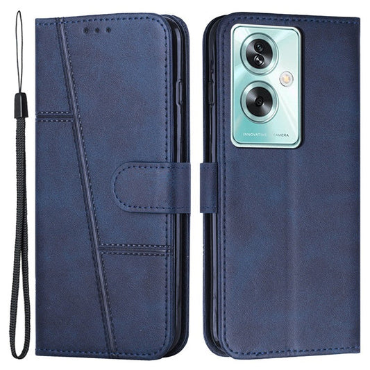 For Oppo A79 5G / A2 5G / OnePlus Nord N30 SE 5G Cover PU Leather Full Wrapped Phone Shell Stand Design - Sapphire