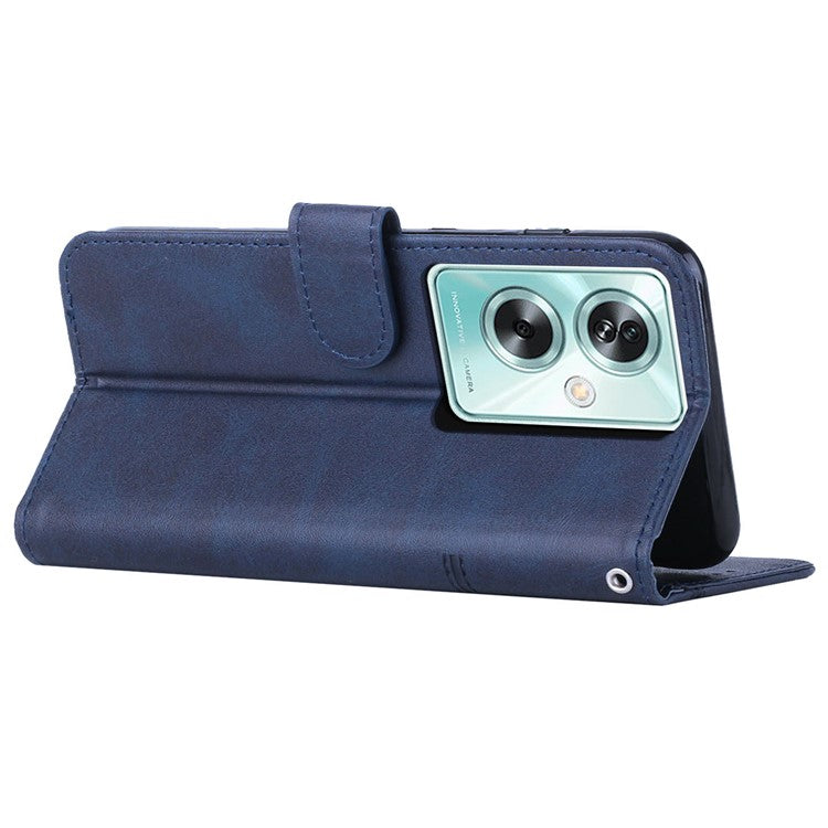 For Oppo A79 5G / A2 5G / OnePlus Nord N30 SE 5G Cover PU Leather Full Wrapped Phone Shell Stand Design - Sapphire