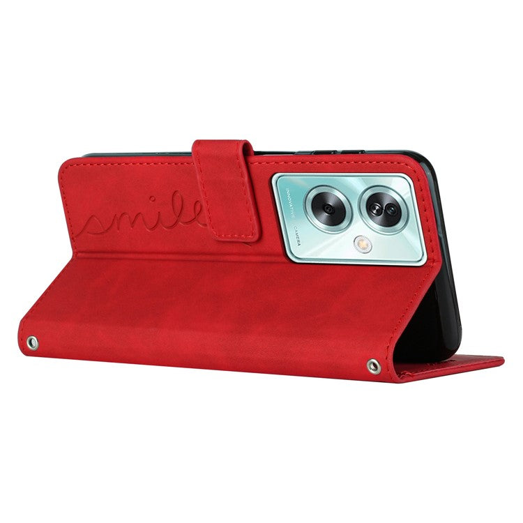 For Oppo A79 5G / A2 5G / OnePlus Nord N30 SE 5G Phone Case Anti-fall PU Leather Stand Shell - Red
