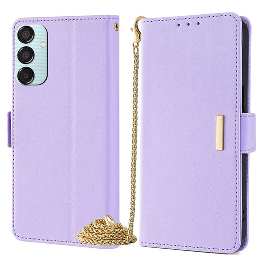 For Samsung Galaxy M15 5G Wallet Case Crossbody RFID Blocking PU Leather Phone Cover - Purple